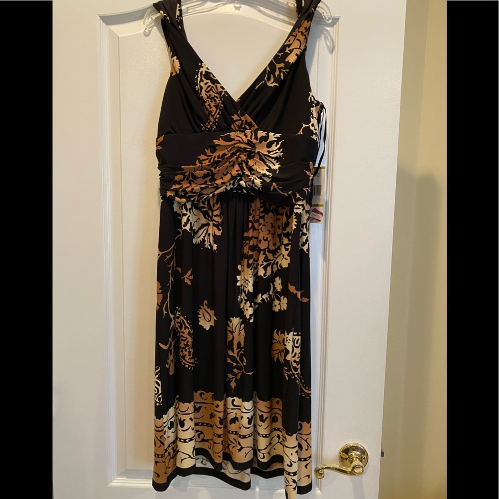 Jones New York brown fall print dress in size 14P
